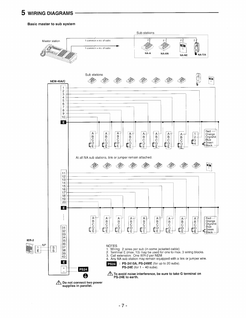 Wiring diagrams | Aiphone NEM-30/C User Manual | Page 7 / 16