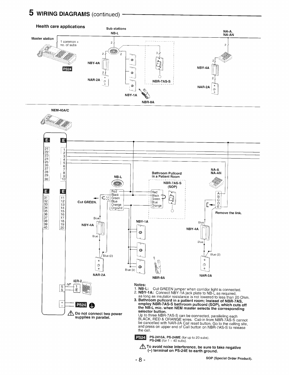 Wiring diagrams | Aiphone NEM-30/C User Manual | Page 8 / 16