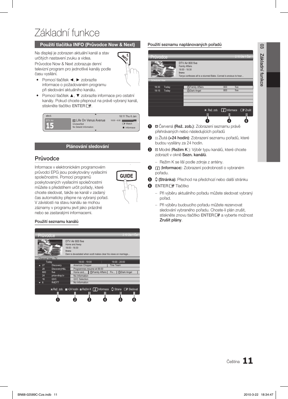 Základní funkce, Fav.ch p.mode dual mts, Průvodce | Media.p | Samsung LE32C350D1W User Manual | Page 209 / 331