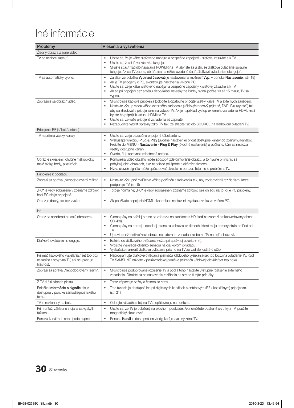 Iné informácie | Samsung LE32C350D1W User Manual | Page 261 / 331