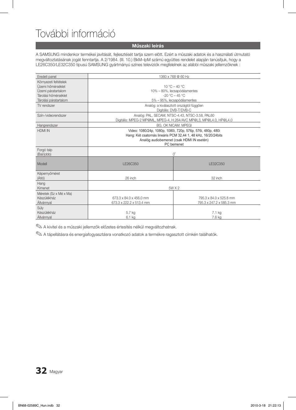 További információ | Samsung LE32C350D1W User Manual | Page 65 / 331