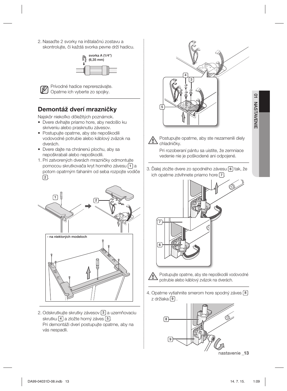 Demontáž dverí mrazničky | Samsung RS61781GDSR User Manual | Page 117 / 132