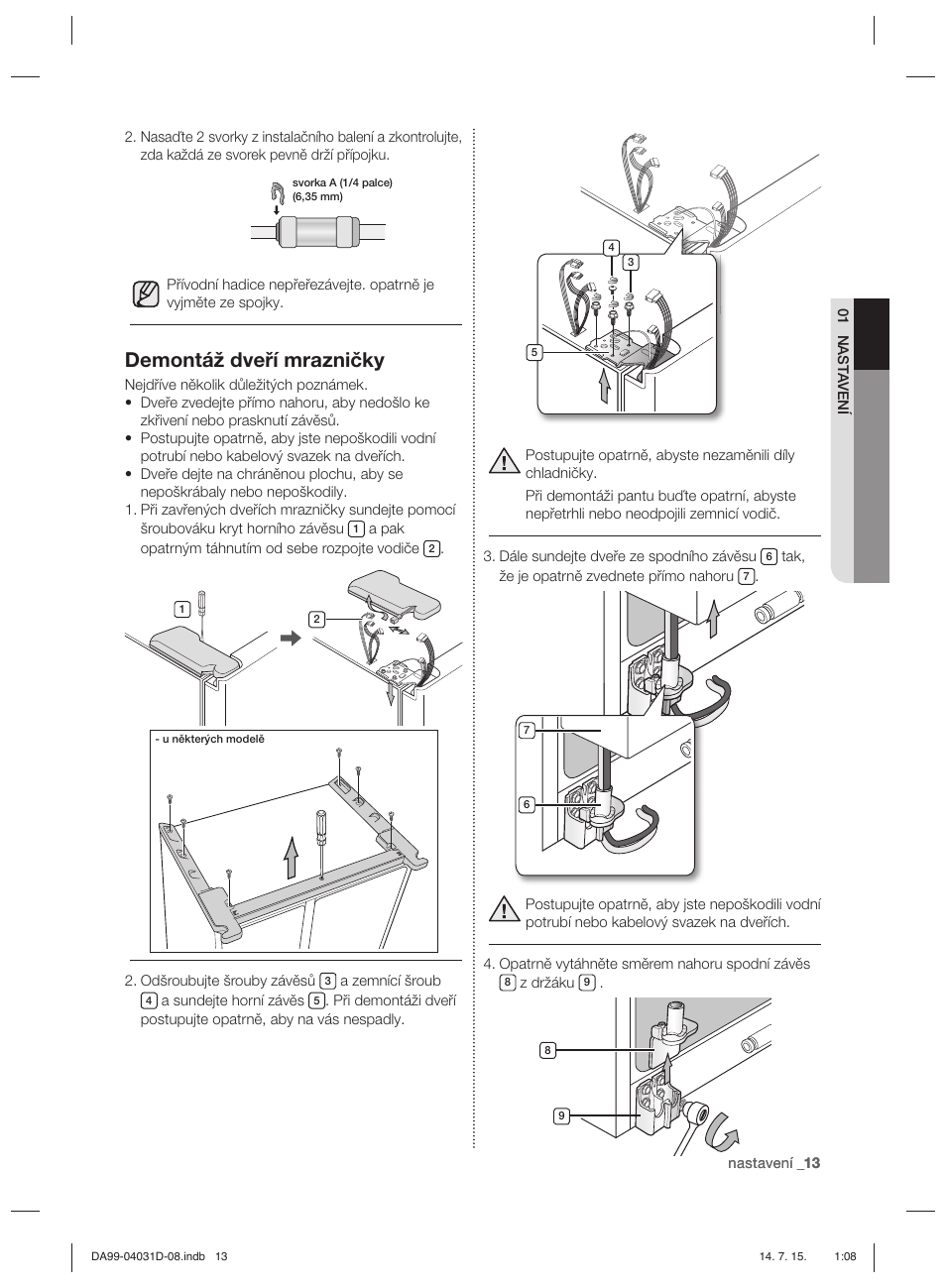 Demontáž dveří mrazničky | Samsung RS61781GDSR User Manual | Page 13 / 132