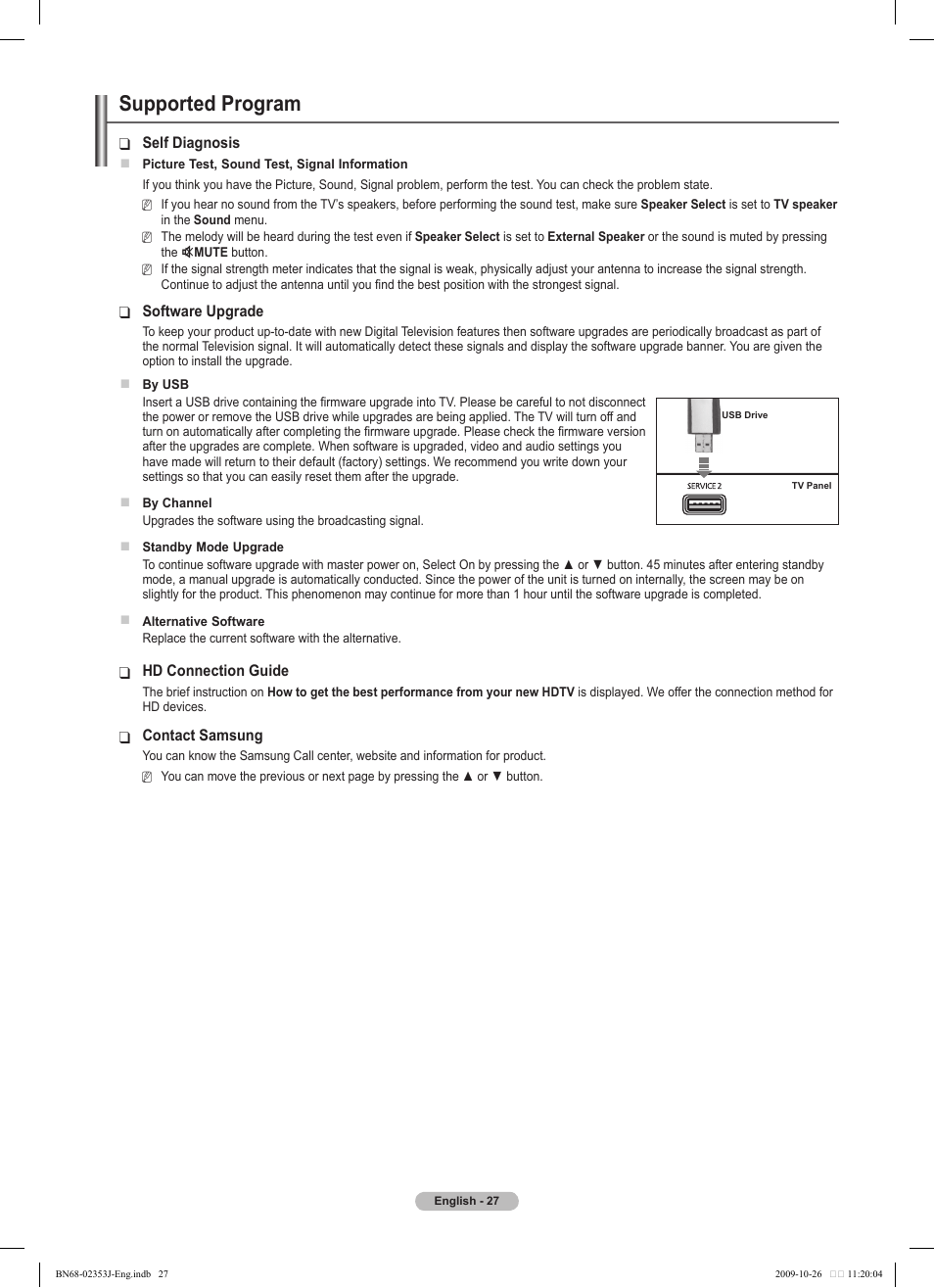 Supported program | Samsung PS42B430P2W User Manual | Page 27 / 343