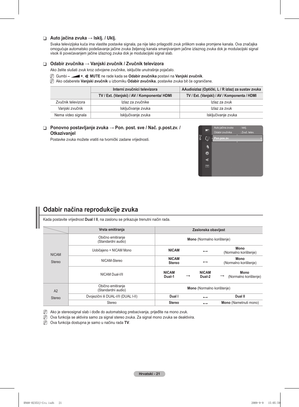 Odabir načina reprodukcije zvuka | Samsung PS42B430P2W User Manual | Page 327 / 343