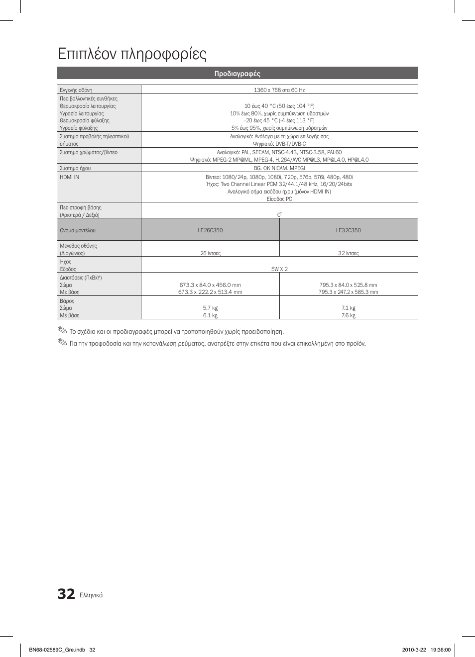 Επιπλέον πληροφορίες | Samsung LE26C350D1W User Manual | Page 131 / 331