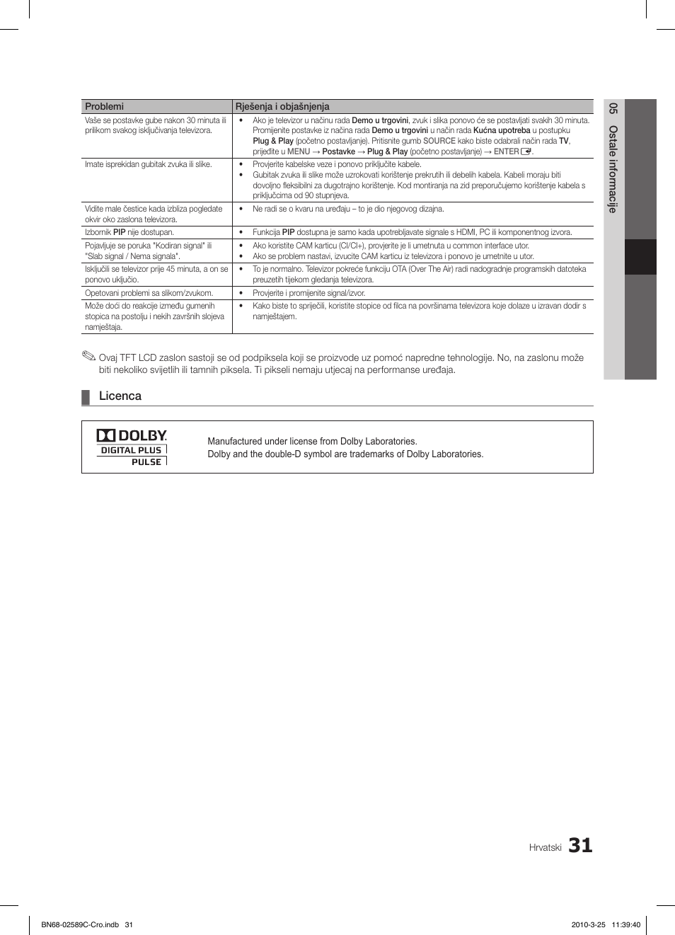 Licenca | Samsung LE26C350D1W User Manual | Page 196 / 331