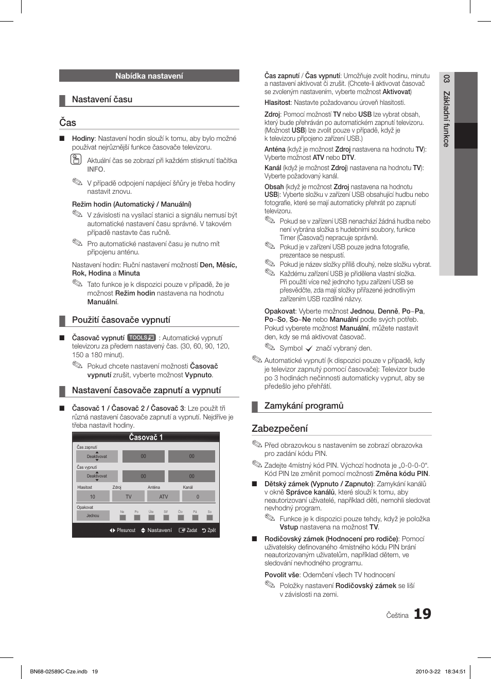 Zabezpečení | Samsung LE26C350D1W User Manual | Page 217 / 331