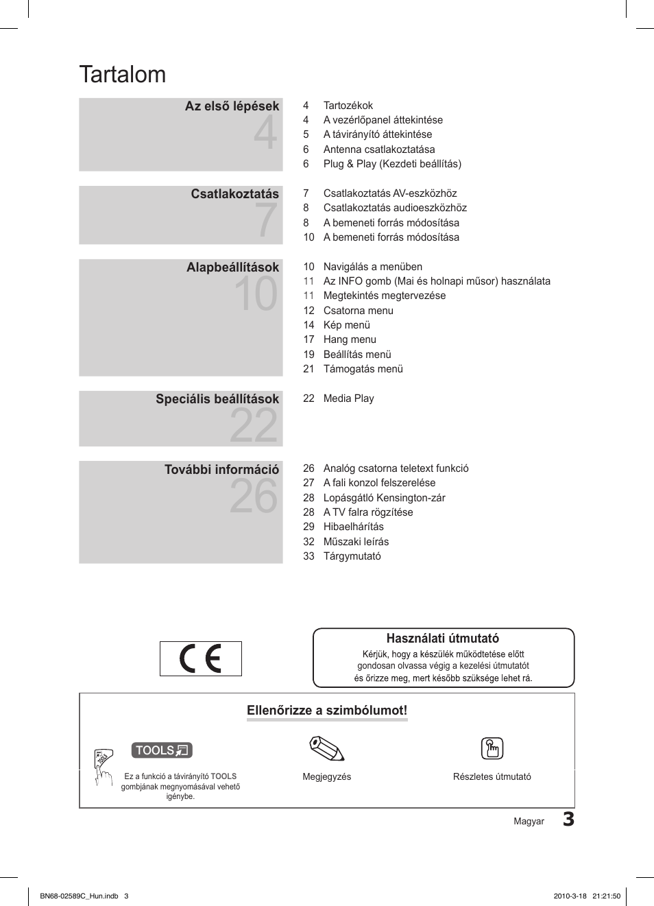 Tartalom | Samsung LE26C350D1W User Manual | Page 36 / 331