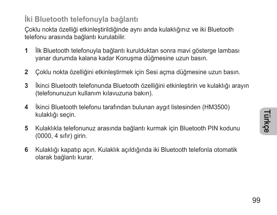 Tü rkç e | Samsung BHM3500 User Manual | Page 102 / 173