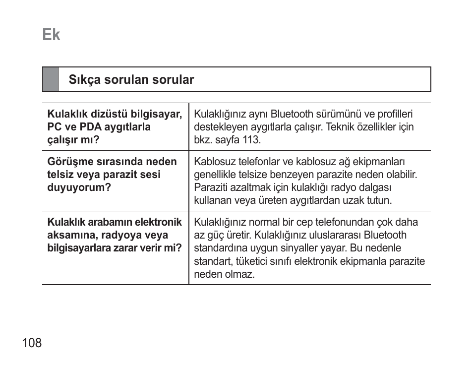 Sıkça sorulan sorular | Samsung BHM3500 User Manual | Page 111 / 173