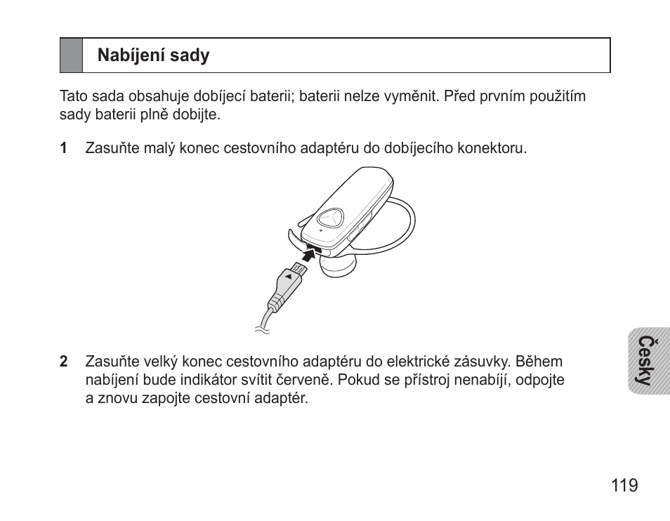 Nabíjení sady, Če sky | Samsung BHM3500 User Manual | Page 122 / 173