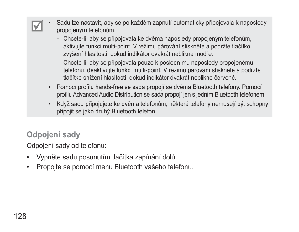 Odpojení sady | Samsung BHM3500 User Manual | Page 131 / 173