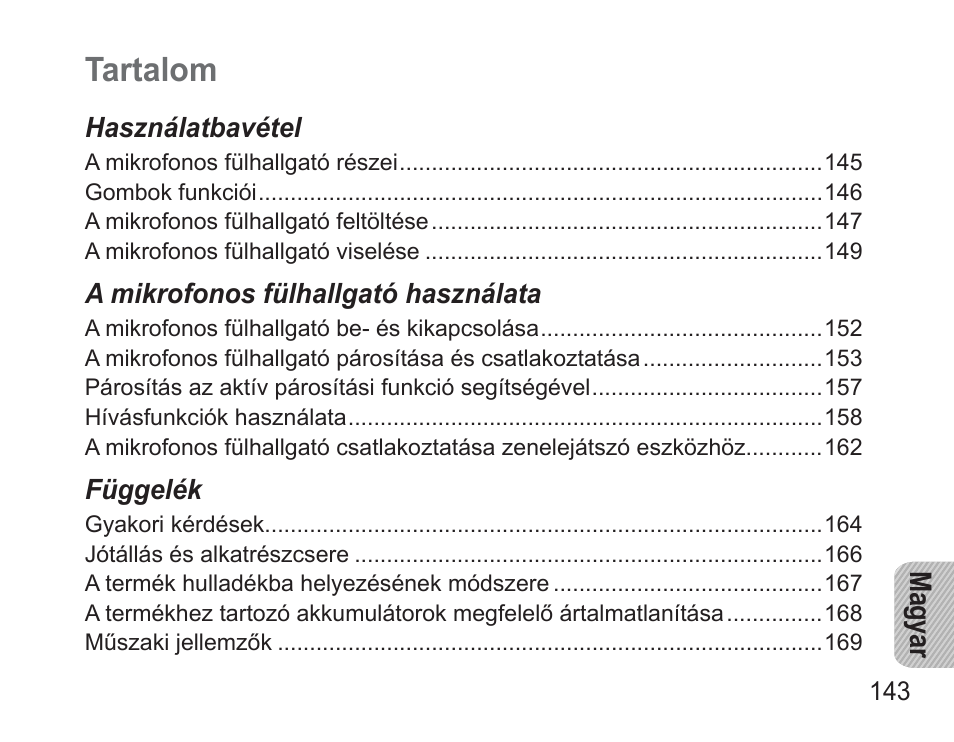 Magyar, Tartalom, Ma gy ar | Samsung BHM3500 User Manual | Page 146 / 173