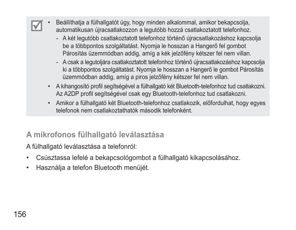 A mikrofonos fülhallgató leválasztása | Samsung BHM3500 User Manual | Page 159 / 173