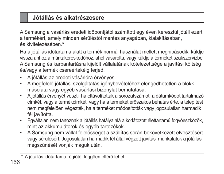 Jótállás és alkatrészcsere | Samsung BHM3500 User Manual | Page 169 / 173