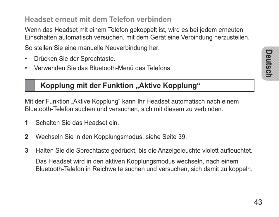 Kopplung mit der funktion „aktive kopplung, De uts ch | Samsung BHM3500 User Manual | Page 46 / 173