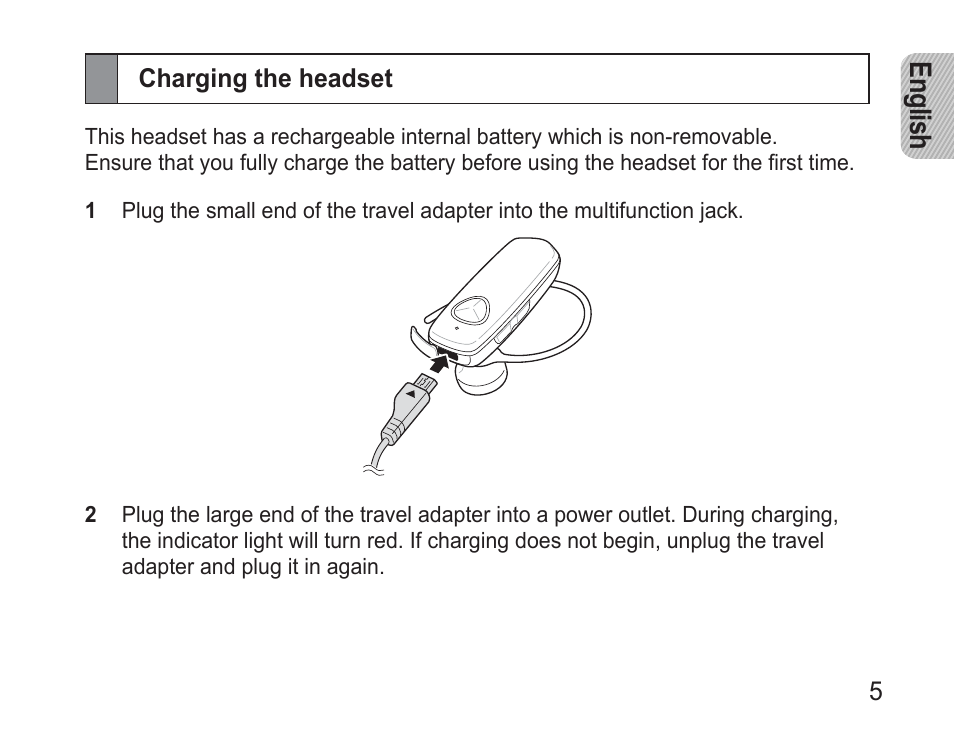 Charging the headset, En glis h | Samsung BHM3500 User Manual | Page 8 / 173