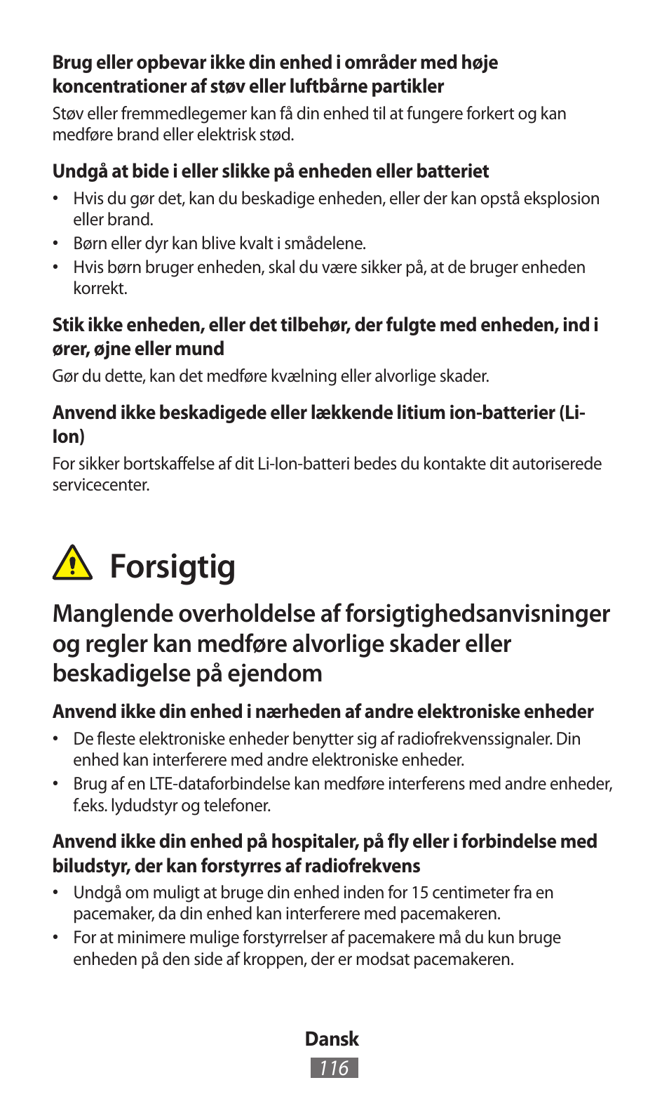 Forsigtig | Samsung GT-N5110 User Manual | Page 117 / 558