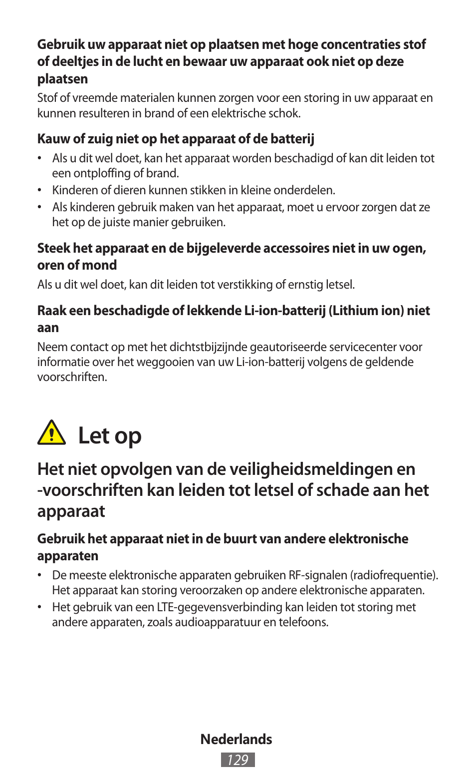 Let op | Samsung GT-N5110 User Manual | Page 130 / 558