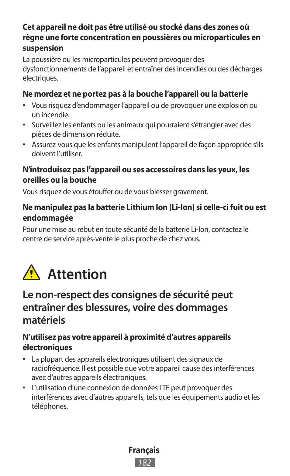 Attention | Samsung GT-N5110 User Manual | Page 183 / 558