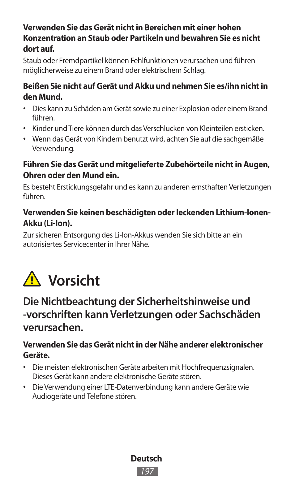 Vorsicht | Samsung GT-N5110 User Manual | Page 198 / 558