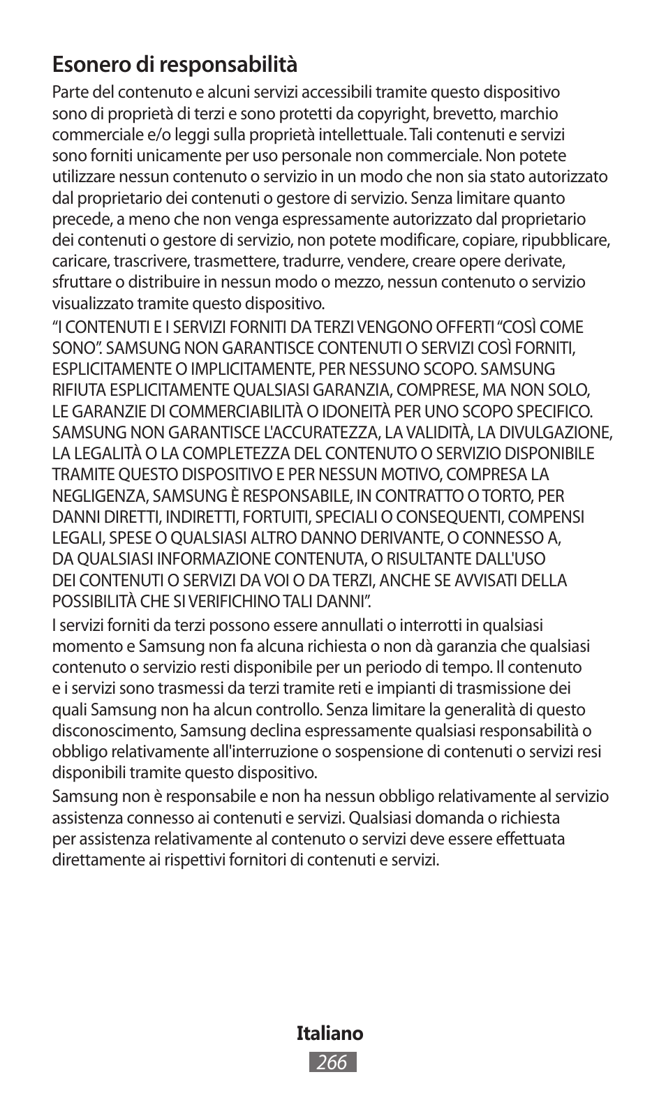 Esonero di responsabilità | Samsung GT-N5110 User Manual | Page 267 / 558