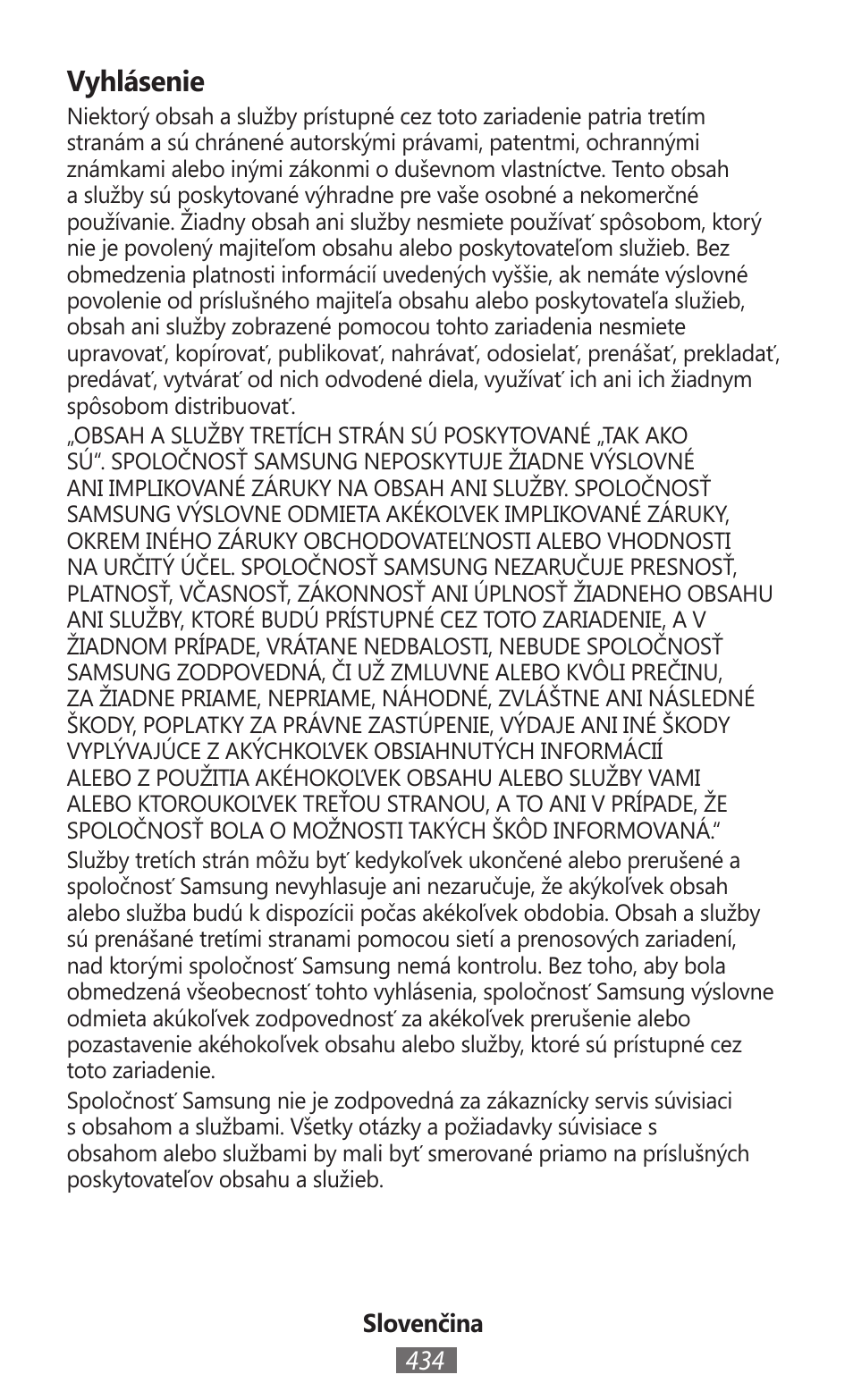Vyhlásenie | Samsung GT-N5110 User Manual | Page 435 / 558