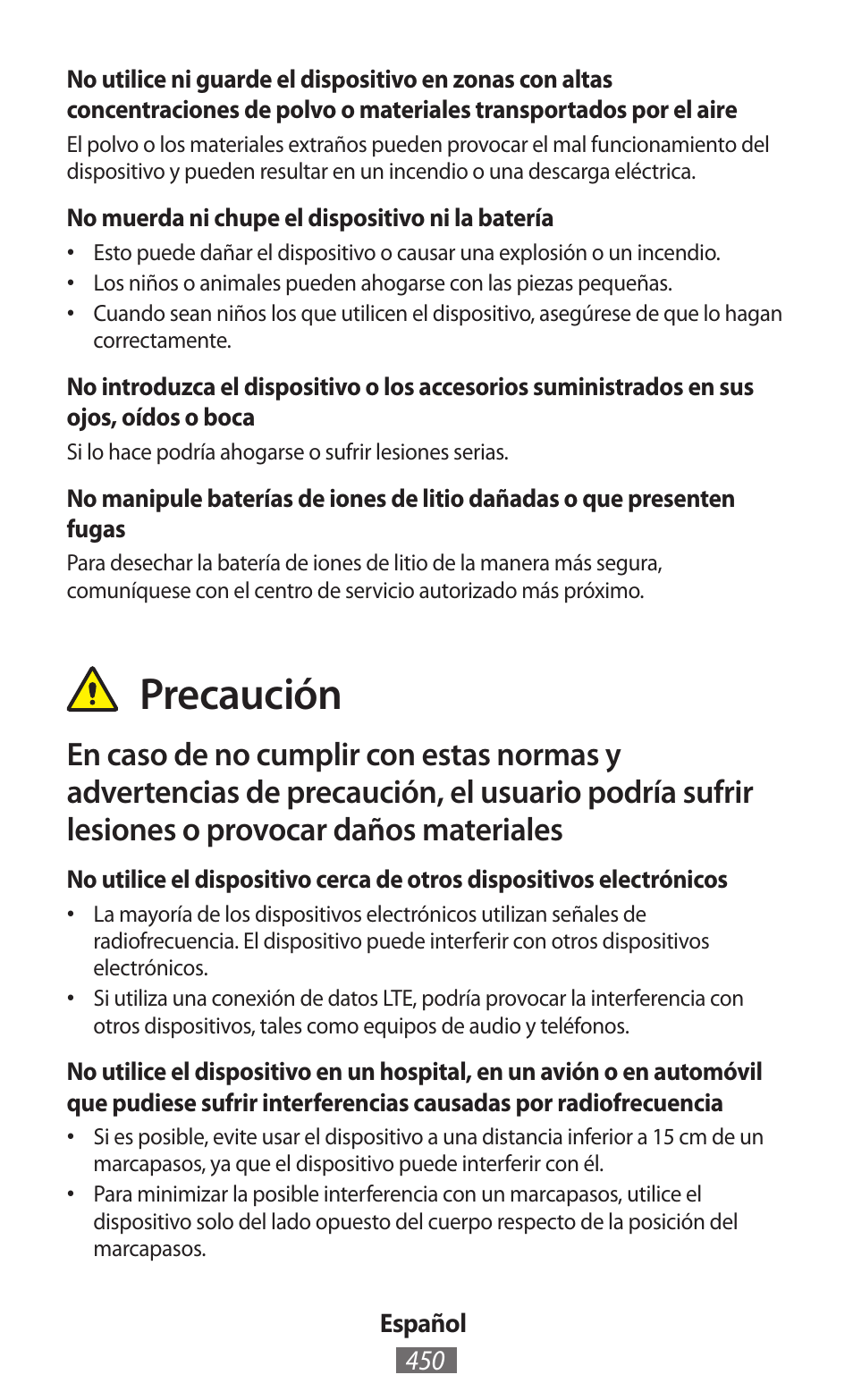 Precaución | Samsung GT-N5110 User Manual | Page 451 / 558