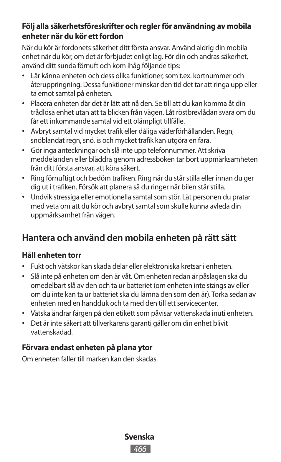 Hantera och använd den mobila enheten på rätt sätt | Samsung GT-N5110 User Manual | Page 467 / 558
