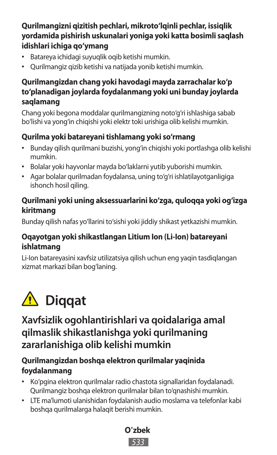 Diqqat | Samsung GT-N5110 User Manual | Page 534 / 558