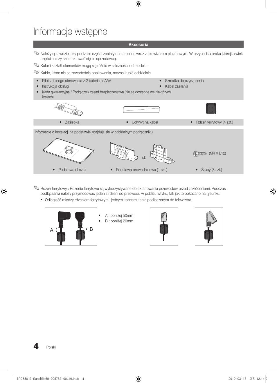 Informacje wstępne | Samsung PS50C550G1W User Manual | Page 104 / 501