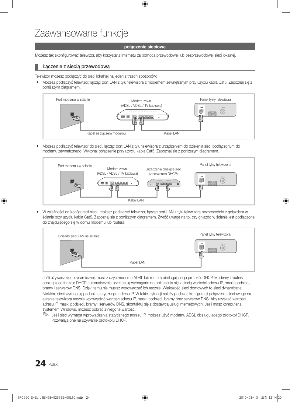 Zaawansowane funkcje | Samsung PS50C550G1W User Manual | Page 124 / 501