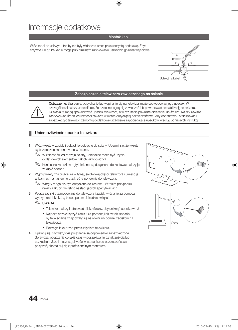 Informacje dodatkowe | Samsung PS50C550G1W User Manual | Page 144 / 501