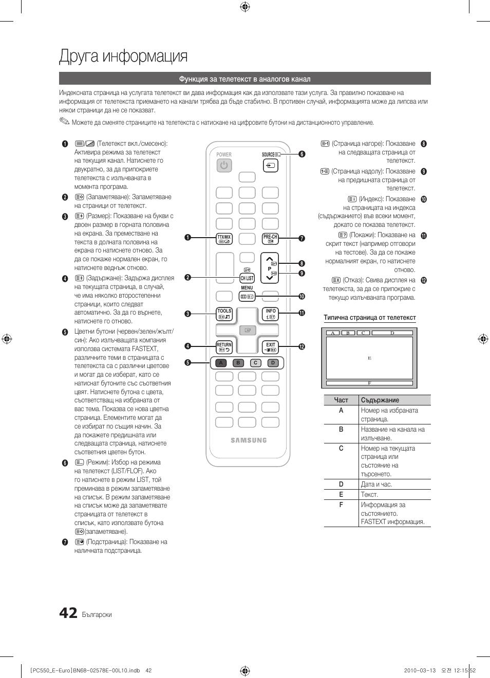 Друга информация | Samsung PS50C550G1W User Manual | Page 242 / 501