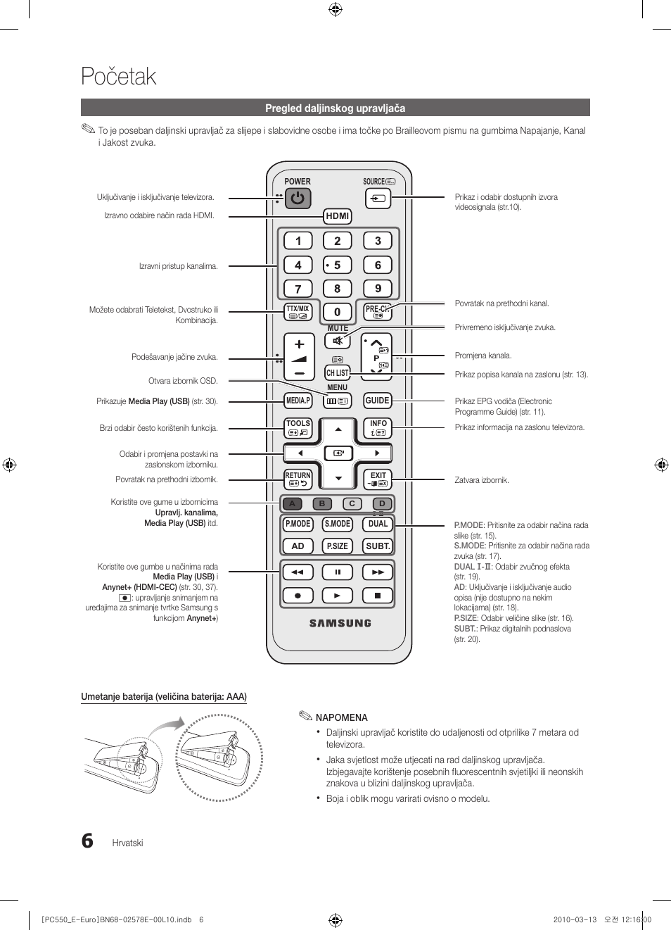 Početak | Samsung PS50C550G1W User Manual | Page 256 / 501