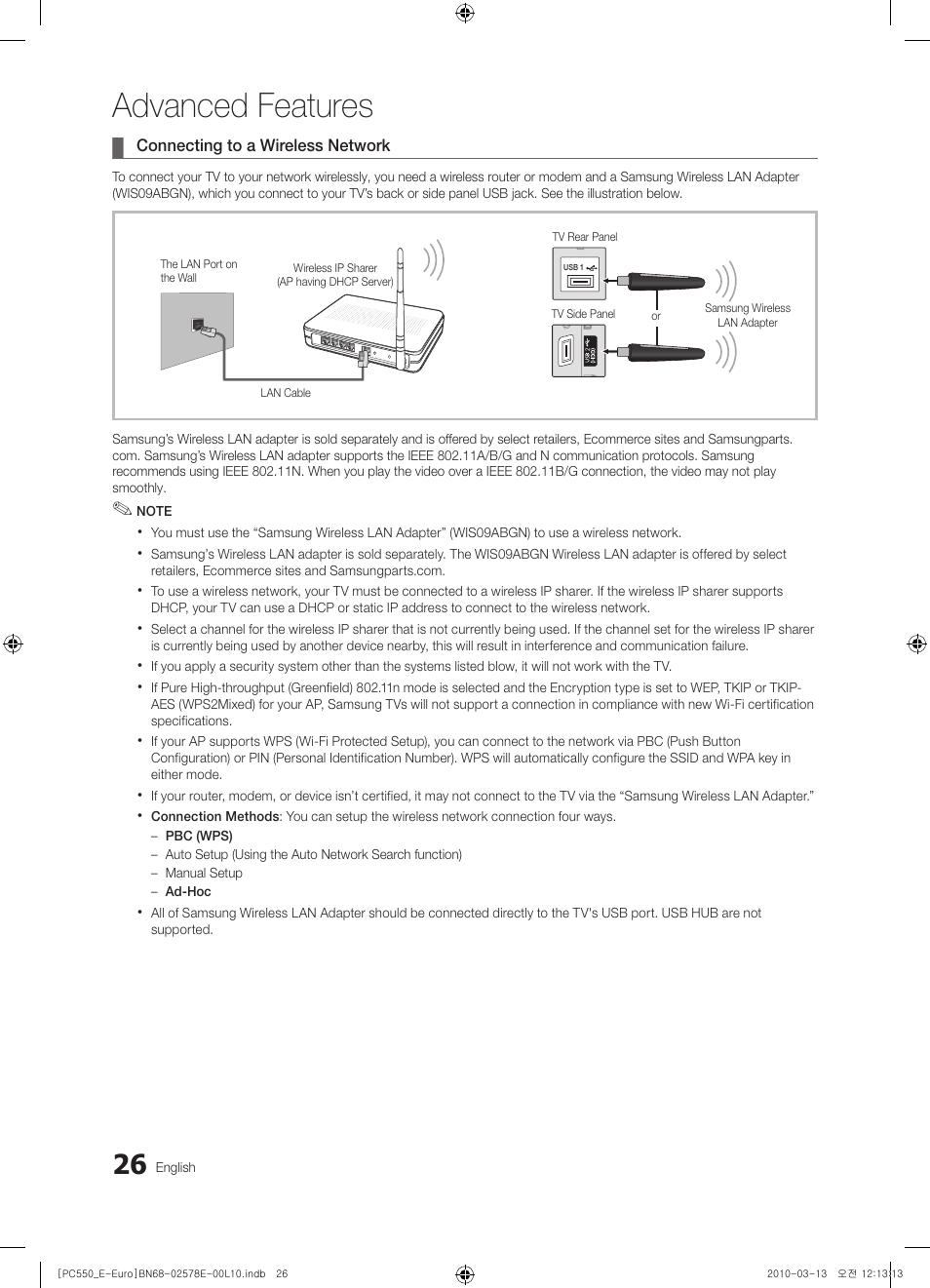 Advanced features | Samsung PS50C550G1W User Manual | Page 26 / 501