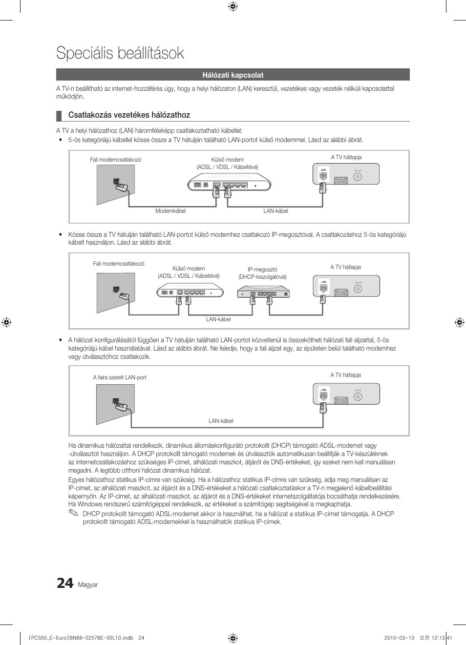 Speciális beállítások | Samsung PS50C550G1W User Manual | Page 74 / 501