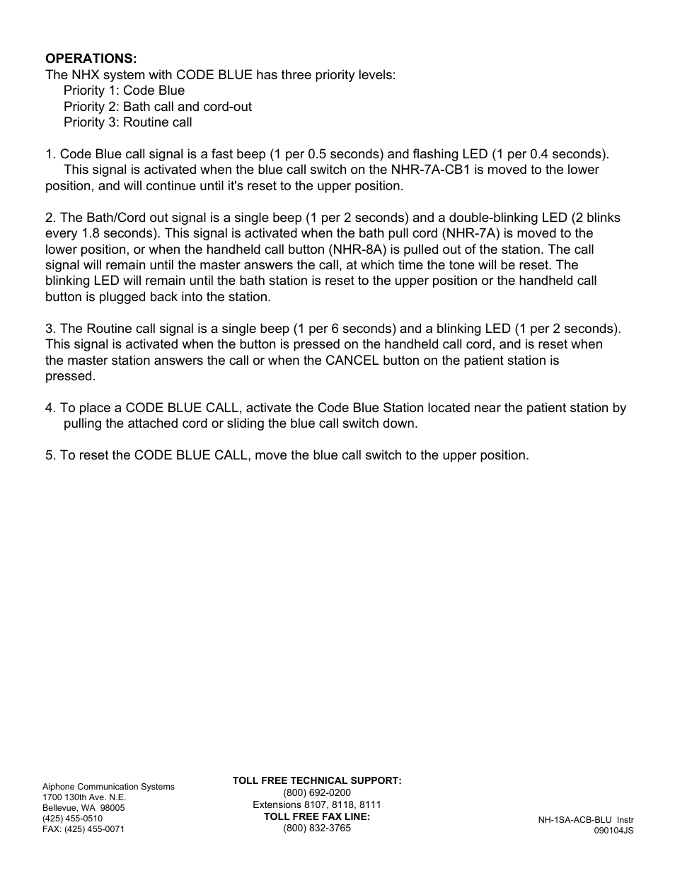 Aiphone NHX NH-1SA-AC-BLU User Manual | Page 2 / 2