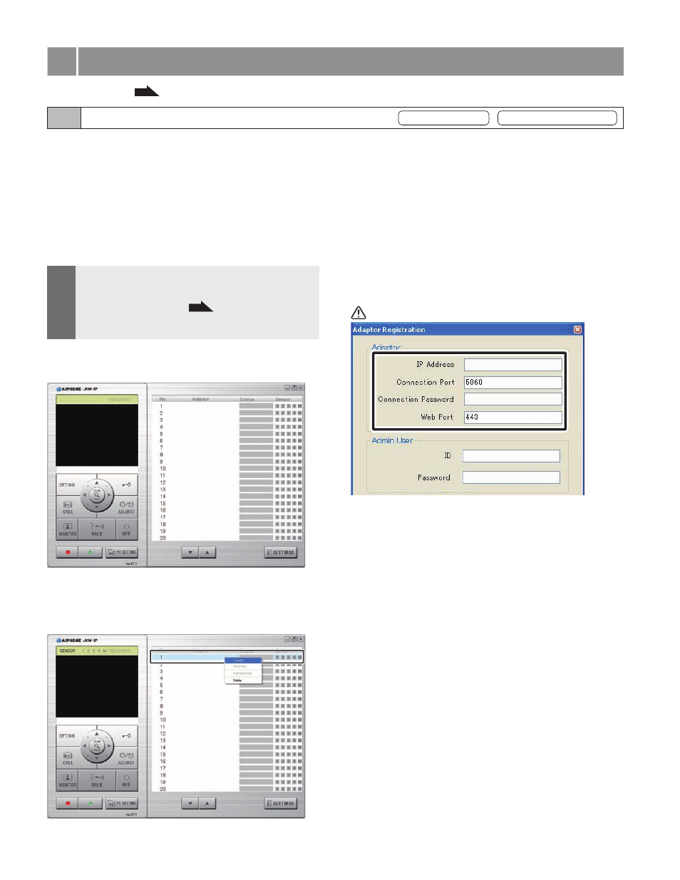 Ip video intercom adaptor settings, 1 registering the ip video intercom adaptor | Aiphone JKW-IP User Manual | Page 18 / 56