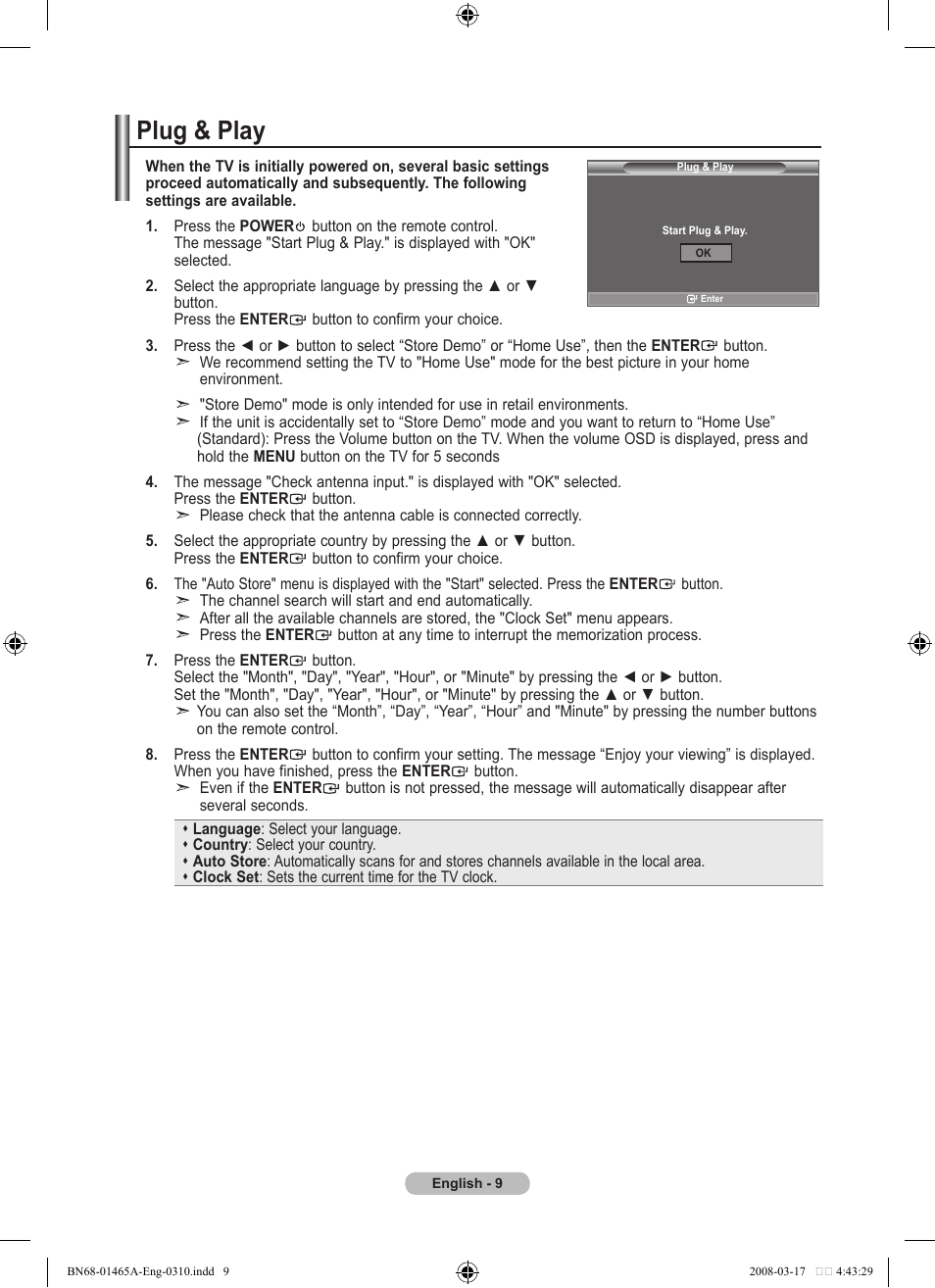 Plug & play | Samsung LE32A431T2 User Manual | Page 11 / 509