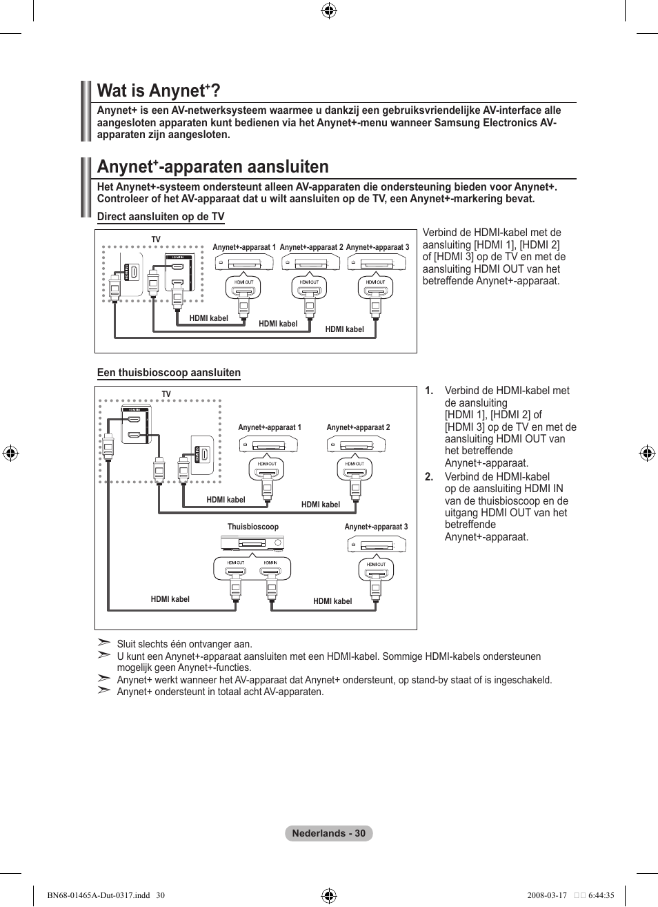 Wat is anynet, Anynet, Apparaten aansluiten | Samsung LE32A431T2 User Manual | Page 158 / 509