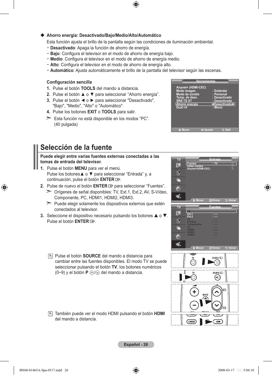 Selección de la fuente | Samsung LE32A431T2 User Manual | Page 240 / 509