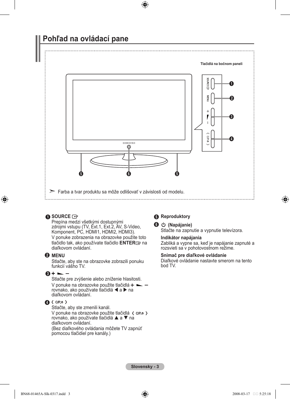 Pohľad na ovládací pane | Samsung LE32A431T2 User Manual | Page 427 / 509