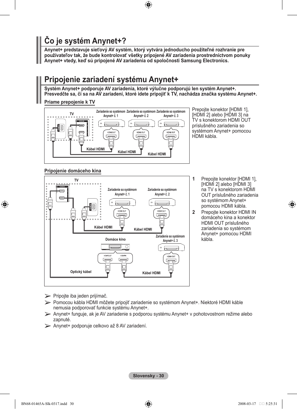 Čo je systém anynet, Pripojenie zariadení systému anynet | Samsung LE32A431T2 User Manual | Page 454 / 509