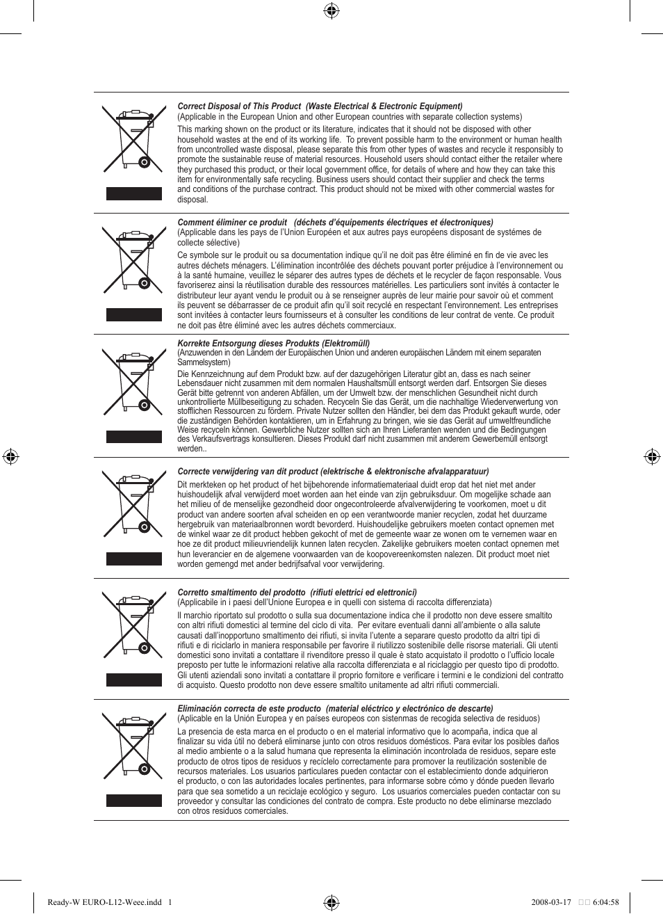 Weee | Samsung LE32A431T2 User Manual | Page 508 / 509