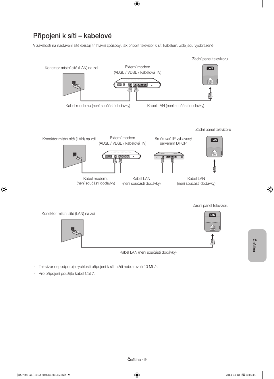 Připojení k síti – kabelové | Samsung UE55HU7500L User Manual | Page 153 / 385