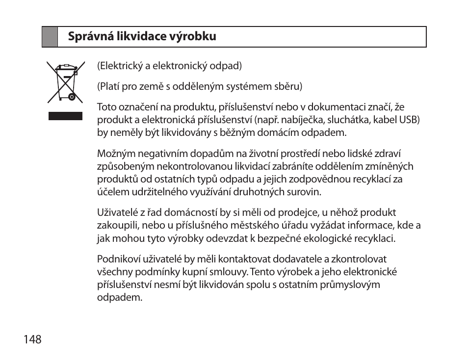 Správná likvidace výrobku | Samsung HM6000 User Manual | Page 150 / 183