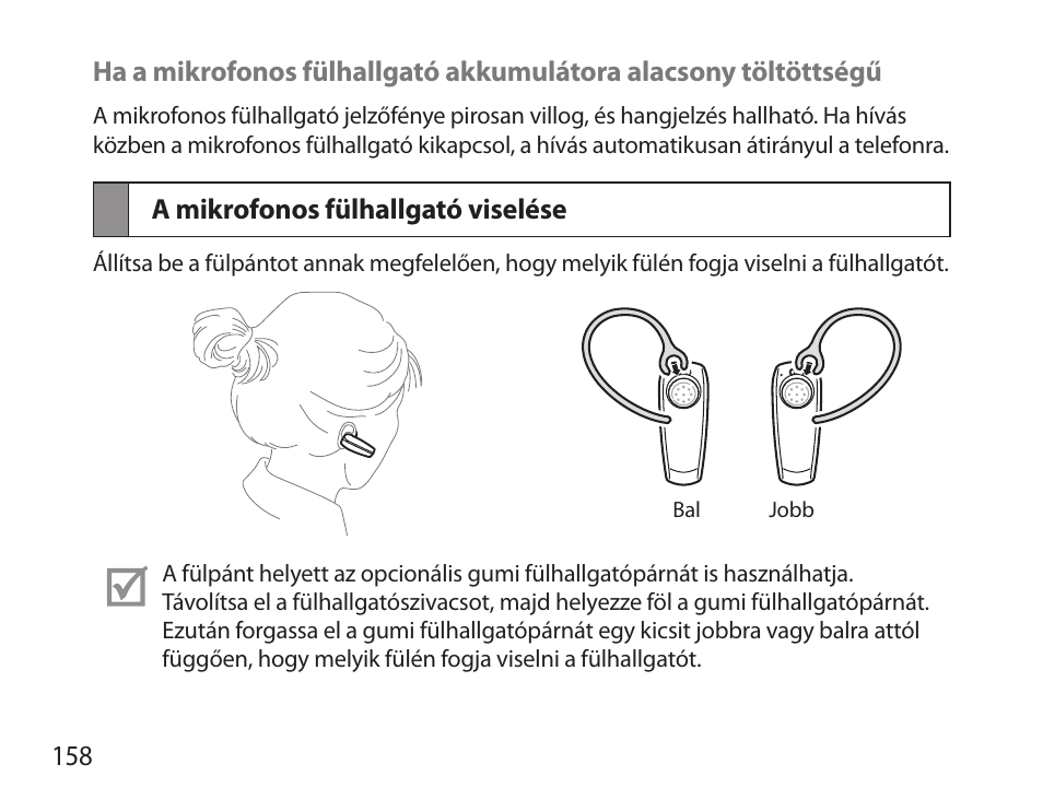 A mikrofonos fülhallgató viselése | Samsung HM6000 User Manual | Page 160 / 183