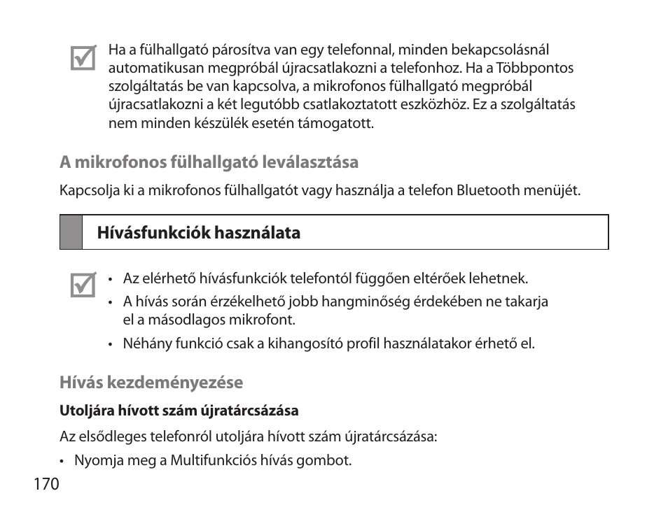 Hívásfunkciók használata | Samsung HM6000 User Manual | Page 172 / 183